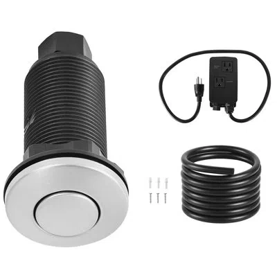Vevor Garbage Disposal Air Switch Kit, 3.5-inch Long Brushed Silver Stainless Steel On/off Air Button For  In Black