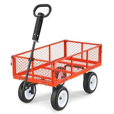 Vevor Garden Cart, 900 Lbs, Heavy Duty Steel Yard And Garden Utility Wagon With 10-inch Tires, Outdoor Gar In Black;red