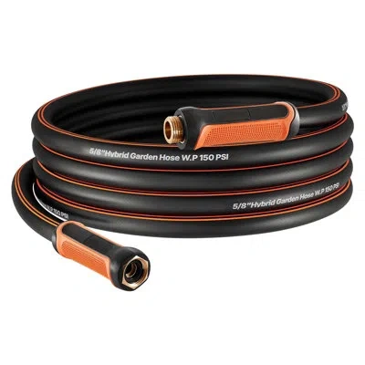 Vevor Garden Hose, 25 Ft 5/8" Heavy Duty 4-layer Rubber Water Hose, 150psi Working & 600psi Burst, Flexibl In Black;orange