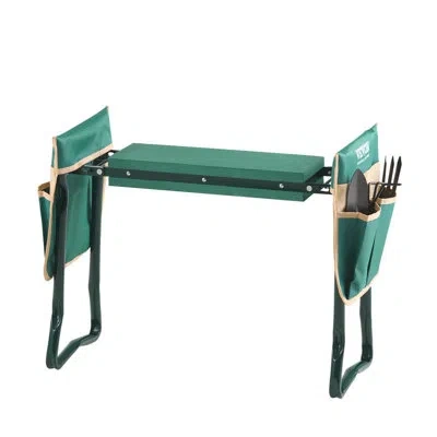 Vevor Garden Kneeler And Seat 6" Eva Pad Folding Garden Stool Heavy Duty Garden Bench In Green