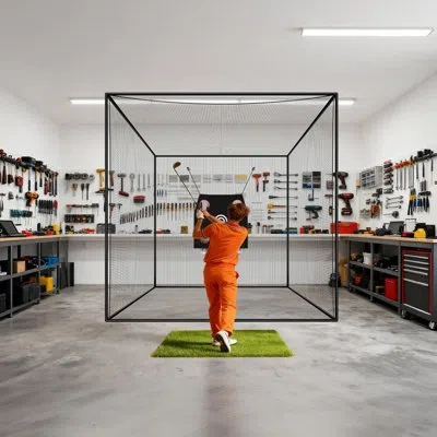 Vevor Golf Batting Cage, 10 X 10 X 10 Ft Golf Cage, Driving Hitting Cages With 3-ply Knotless Polyester, G In Black