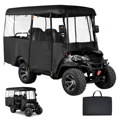 Vevor Golf Cart Cover, Visible Full-enclosure 2+2/4 Passenger Golf Cart, 420d Waterproof Oxford Fabric Clu In Black