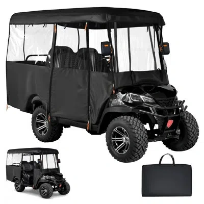 Vevor Golf Cart Cover, Visible Full-enclosure 2+2/4 Passenger Golf Cart, 420d Waterproof Oxford Fabric Clu In Black