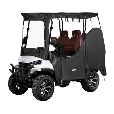 Vevor Golf Cart Cover, Visible Full-enclosure 2&2+2 Passenger Golf Cart, 420d Waterproof Oxford Fabric Clu In Black