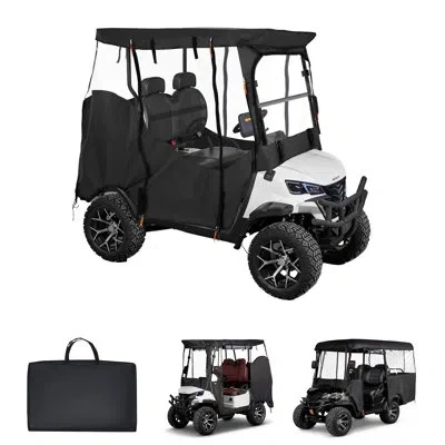 Vevor Golf Cart Cover, Visible Full-enclosure 2&2+2 Passenger Golf Cart, 600d Waterproof Oxford Fabric Clu In Black