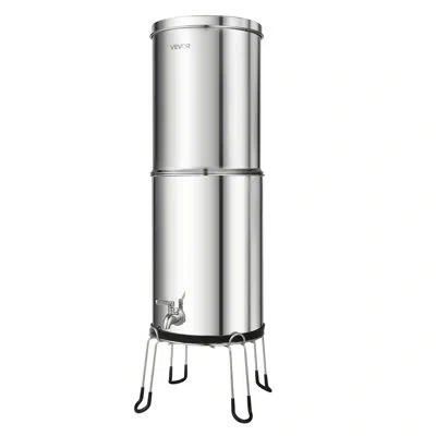 Vevor Gravity-fed Water Filter System, 3.25g 304 Stainless-steel Countertop Water Filtration System, Reduc In Silver