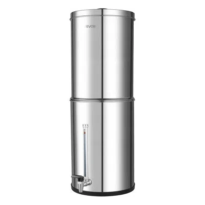 Vevor Gravity-fed Water Filter System, 3.25g 304 Stainless-steel Countertop Water Filtration System, Reduc In Silver