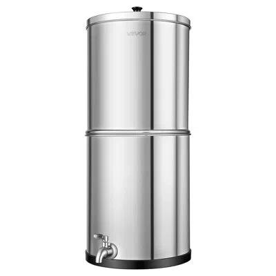Vevor Gravity-fed Water Filter System, 3g 304 Stainless-steel Countertop Water Filtration System, Reduces  In Silver