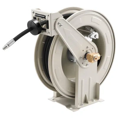 Vevor Grease Hose Reel, 1/4 In X 50 Ft Retractable, Spring Driven Auto Swivel Rewind, Max 10152 Psi, Heavy In Brown