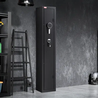 Vevor Gun Safe, Heavy Duty Cold-rolled Steel Fireproof Rifle Cabinet With Digital Keypad & Key, Large Long In Matte Black