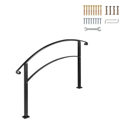 Vevor Handrails For Outdoor Steps Adjustable Wrought Iron Handrails In Black