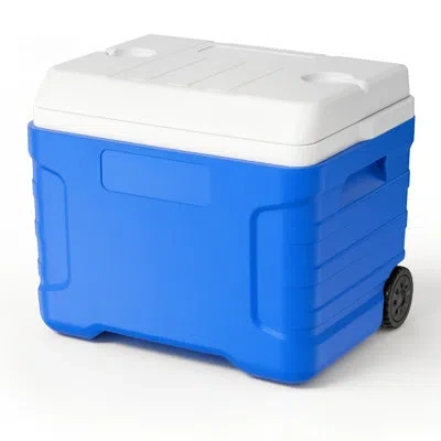 Vevor Hard Cooler, 45qt Portable Rolling Cooler With Wheels, Leak-resistant Coolbox Keeps Contents Cool Fo In Blue