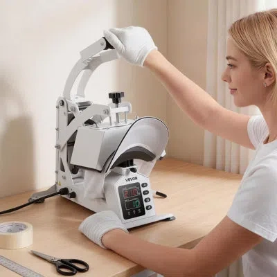 Vevor Hat Heat Press Machine, 8.5 X 4 In Large Heating Plate, With Caps Stretcher, Precise Temperature & T In Multi