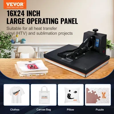 Vevor Heat Press, 1700w Power Heat Press Machine, Fast Heating In Black