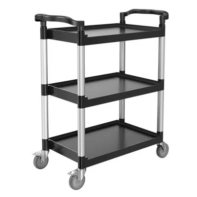Vevor Heavy Duty Utility Cart 300 Lbs Capacity 3-tier Service Cart With Wheels In Black