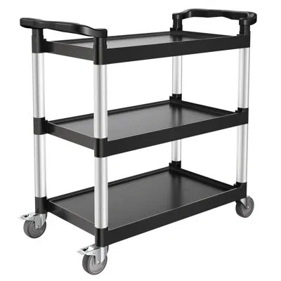 Vevor Heavy Duty Utility Cart 500 Lbs Capacity 3-tier Service Cart With Wheels In Black