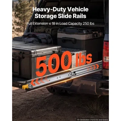 Vevor Heavy-duty Drawer Slides, 26 Inch 500 Lbs With Lock Side Mount Rails, 3-fold Full Extension Ball Bea In Black