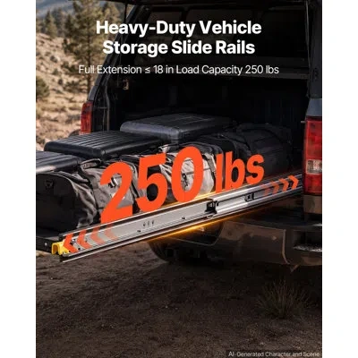 Vevor Heavy-duty Drawer Slides, 40 Inch 250 Lbs With Lock Side Mount Rails, 3-fold Full Extension Ball Bea In Silver