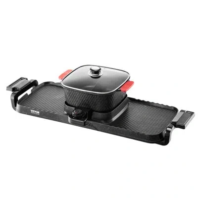 Vevor Hot Pot With Grill 2300w 2-in-1 Electric Smokeless Bbq Pan With Removable Pot In Black