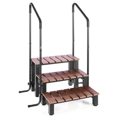 Vevor Hot Tub Steps With Handrail, 3-step Spa Outdoor Stairs, Heavy Duty 25.2 Inch Wide Above-ground/infla In Black;brown