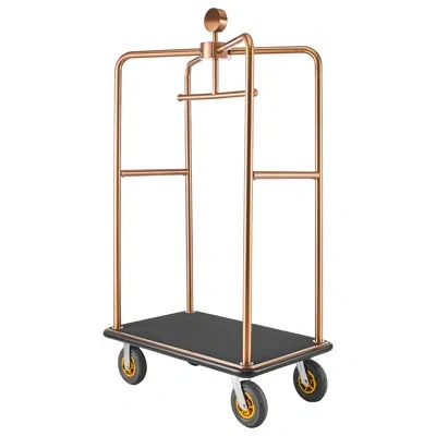 Vevor Hotel Luggage Cart, 1200 Lbs Heavy Duty Bellman Cart With Stainless Steel Frame, 8 In Rubber Wheels, In Gold