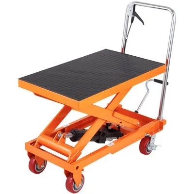 Vevor Hydraulic Lift Table Cart, 1100lbs Capacity 35.4" Lifting Height, Manual Single Scissor Lift Table W In Black;orange