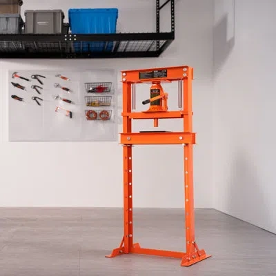 Vevor Hydraulic Shop Press, 12 Ton H-frame Hydraulic Garage/shop Floor Press, Adjustable Shop Press With P In Orange