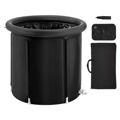 Vevor Ice Bath Tub, 90 Gal Inflatable Folding Bathtub With Cover, 32"lx30"h, Cold Water Therapy Plunge Tub In Black