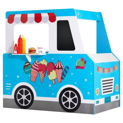 Vevor Ice Cream Truck Wooden Playset Pretend Play Stand For Kids Aged 3-7