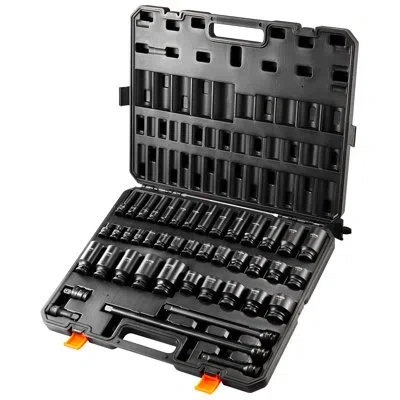 Vevor Impact Sockets Set 43pcs 6-point 1/2in Drive Bit Ratchet In Black