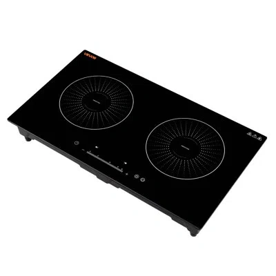 Vevor Induction Cooktop 24inch 2 Burners Built-in Electric Stove 110v 1800w, Low-power Continuous Heating, In Black