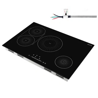Vevor Induction Cooktop 30inch 4 Burners Built-in Electric Stove 220v 7500w, Low-power Continuous Heating, In Black