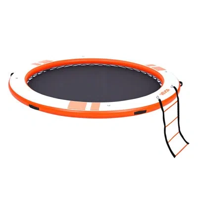 Vevor Inflatable Floating Dock, 10 Ft Inflatable Dock Platform, Non-slip Water Air Mat With Portable Carry In Orange;white