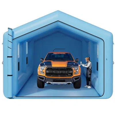 Vevor Inflatable Paint Booth, 39.37 X 16.40 X 13.12 Ft, Inflatable Spray Booth With 950w+1100w Blowers, Ai In Blue