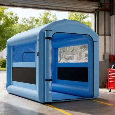 Vevor Inflatable Paint Booth, 9.84 X 8.2 X 8.2 Ft, Inflatable Spray Booth With 550w Powerful Blower And Ai In Blue