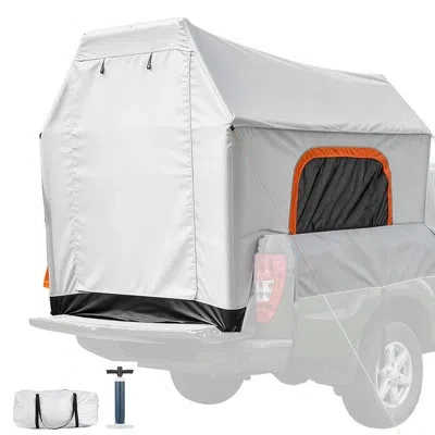 Vevor Inflatable Pickup Truck Tent, 7.2 X 5.4 Ft 3-season Truck Bed Tent With Ventilated Mesh Windows, Pu2 In Gray