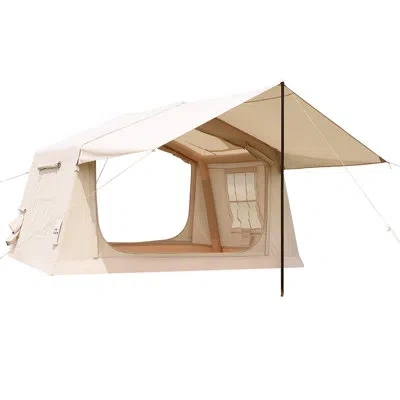Vevor Inflatable Tent For Camping 2-4 Person Blow Up Tent With Hand Pump, For Family Outdoor Glamping, Wat In Brown