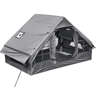 Vevor Inflatable Tent For Camping 2-4 Person Blow Up Tent With Pump Gray, For Family Outdoor Glamping, Wat