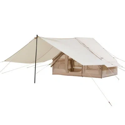 Vevor Inflatable Tent For Camping 3-5 Person Glamping Tent With Pump Canopy In Beige