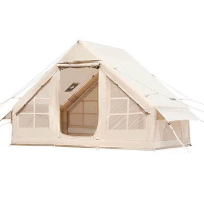Vevor Inflatable Tent For Camping 3-5 Person Glamping Tent With Pump Easy Set Up In Beige