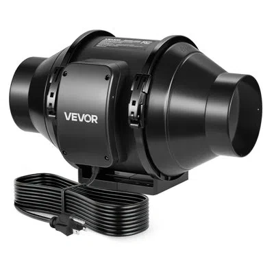 Vevor Inline Duct Fan, 4 In Quiet Inline Exhaust Fan, 180 Cfm Powerful Ac-motor Ventilation Fans For Cooli In Black
