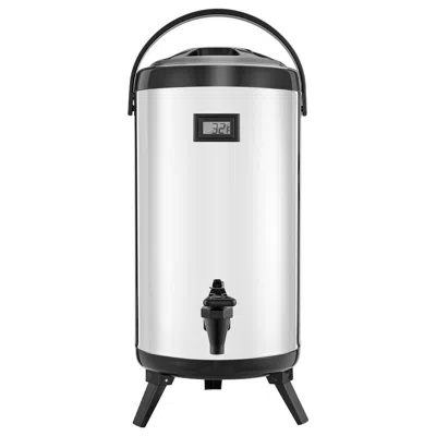 Vevor Insulated Beverage Dispenser For Hot & Cold Drinks 2.4 Gal Stainless Steel - Silver