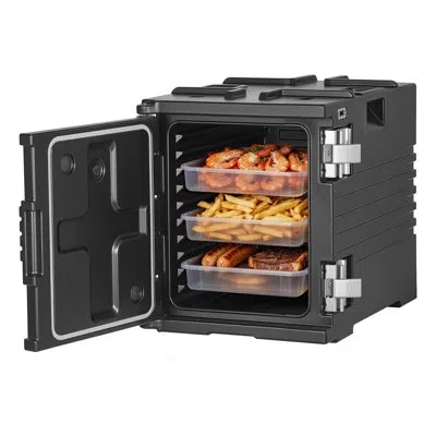 Vevor Insulated Food Pan Carrier, 82 Qt Non-electrical Food Warmer, With Wheel & 304 Stainless Steel Latch In Black