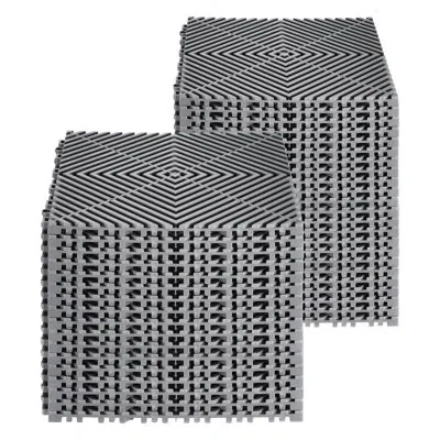 Vevor Interlocking Drainage Mat, 12” X 12” Modular Interlocking Cushion Durable Pp Material, Splicing Drai In Gray