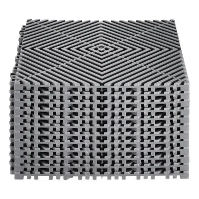 Vevor Interlocking Drainage Mat, 12” X 12” Modular Interlocking Cushion Durable Pp Material, Splicing Drai In Gray