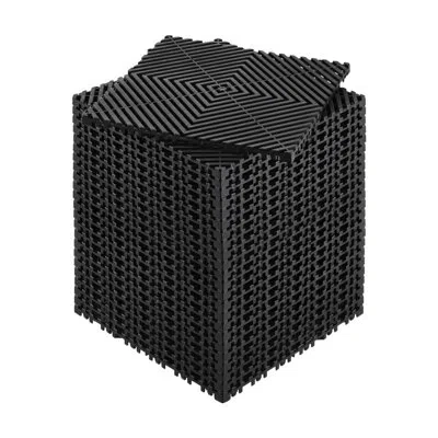 Vevor Interlocking Drainage Mat, Modular Interlocking Cushion Durable Pp Material, Splicing Drainage Mats, In Black