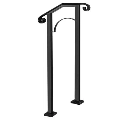 Vevor Iron Handrail Arch Step Hand Rail Stair Railing For Paver Outdoor In Black