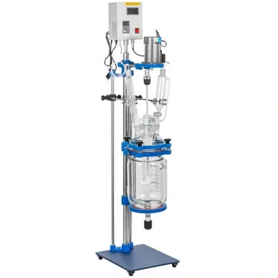 Vevor Jacketed Reactor 5l Laboratory Glass Reactor, Jacketed Glass In Silver