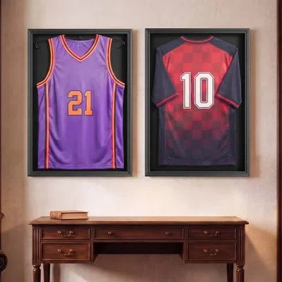 Vevor Jersey Frame Display Case, 35.4 X 27.6 X 1.5 In, Lockable Wooden Sport Jersey Shadow Box With 98% Uv In Multi
