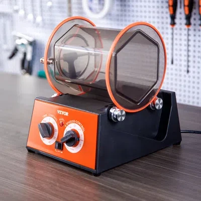 Vevor Jewelry Polisher Tumbler, 11lbs/5kg Capacity Mini Rotary Tumbler Machine With 0-60 Minutes Timer In Black;orange